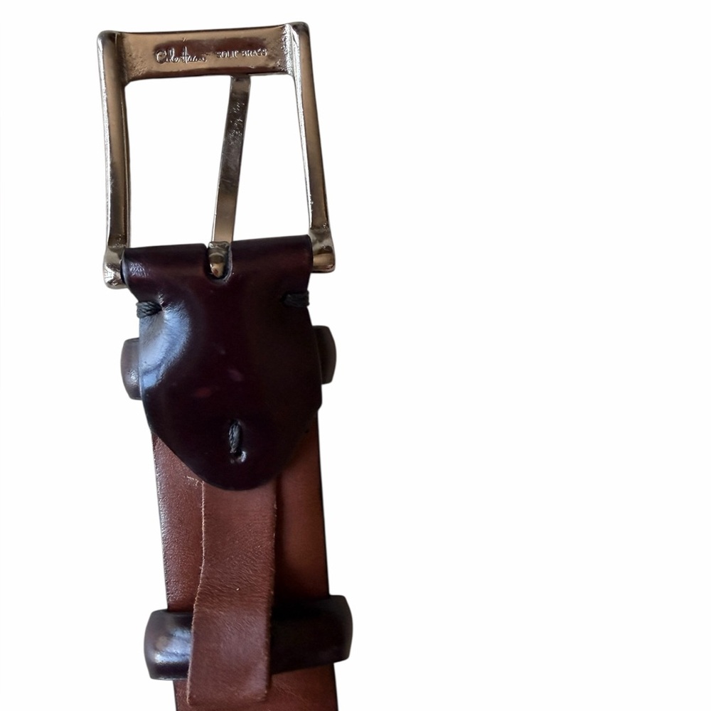 Cole Haan Mens Dress Belt Oxblood Brown with Silver tone Buckle, 32 - Picture 4 of 12
